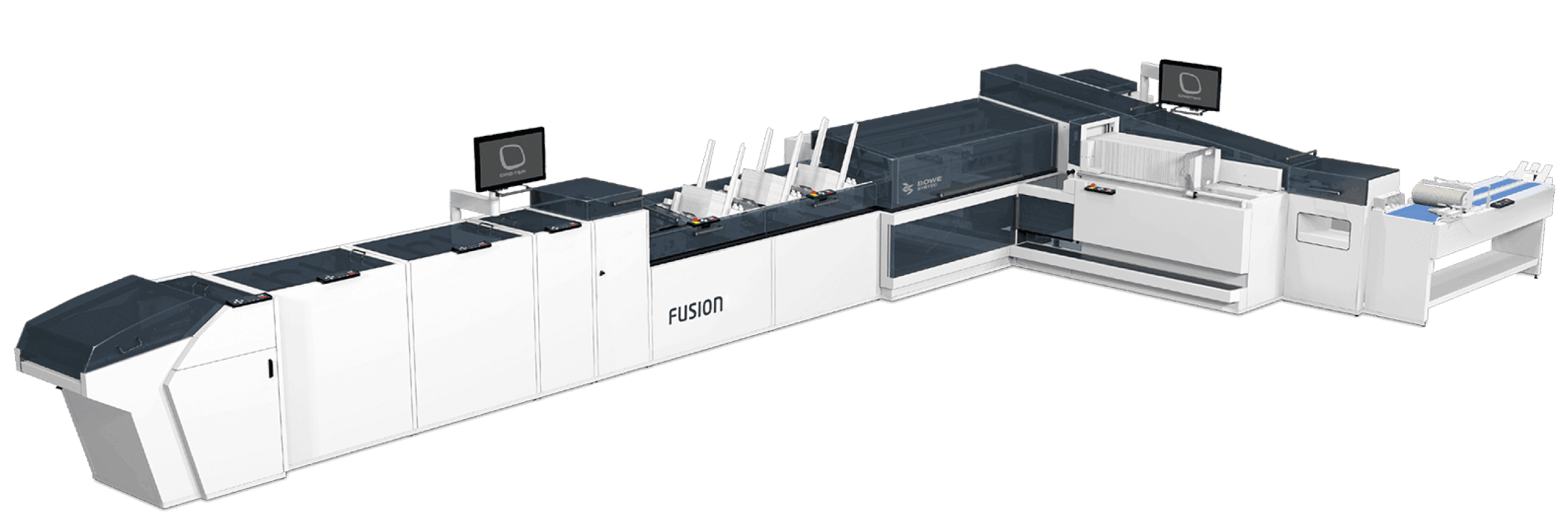 Advanced Production Printing Machine A high-tech production printing machine featuring multiple workstations and modern design, ideal for efficient printing solutions.